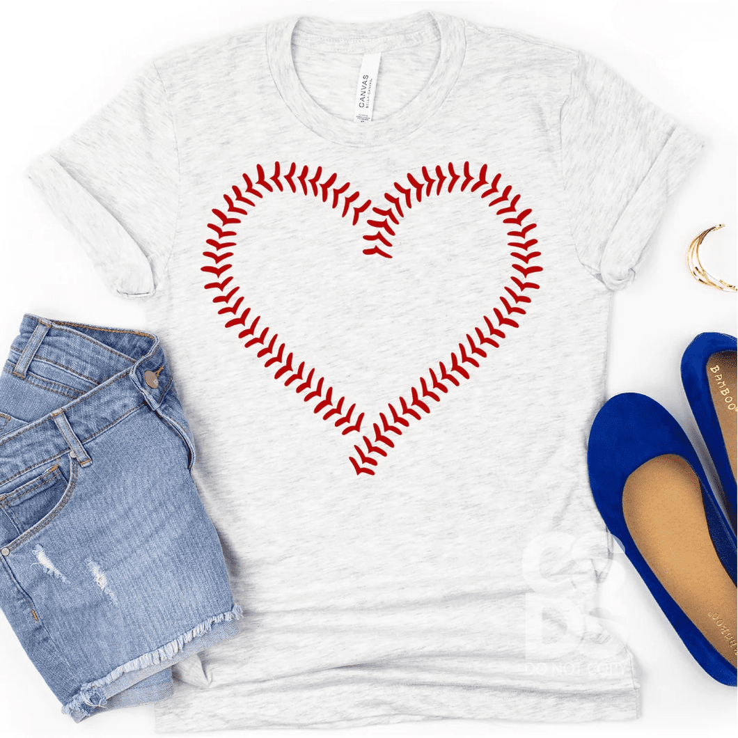 Red Baseball Heart Tee